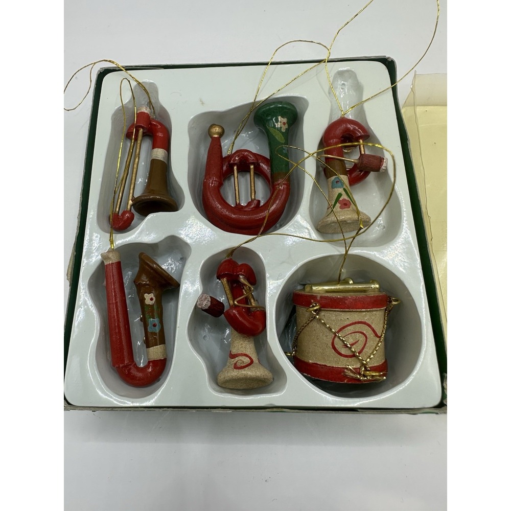 Christmas Wood Ornaments Instrumental Ornaments Red Green Musical‎ Holiday (6)